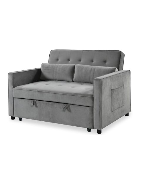 Divano letto a 2 posti in velluto grigio Komaria - 133x94x87 cm