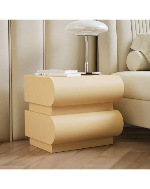 Comodino con 2 cassetti arrotondati mezade beige - 45x35x40 cm