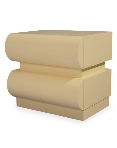 Comodino con 2 cassetti arrotondati mezade beige - 45x35x40 cm