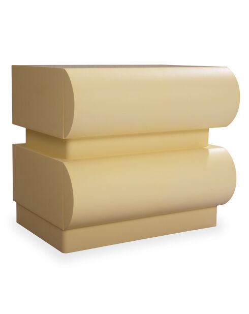 Comodino con 2 cassetti arrotondati mezade beige - 45x35x40 cm