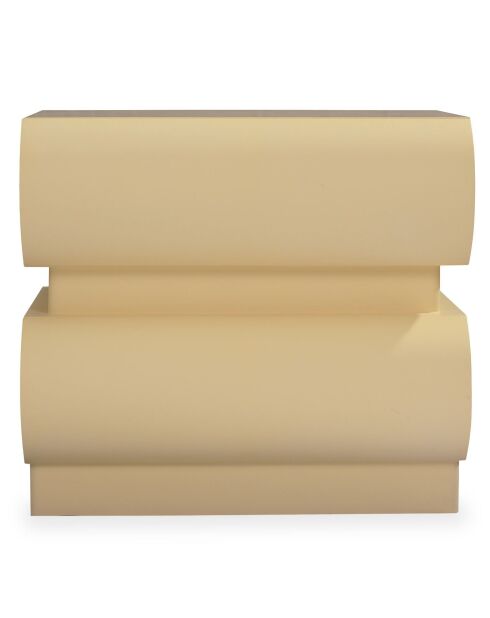 Comodino con 2 cassetti arrotondati mezade beige - 45x35x40 cm