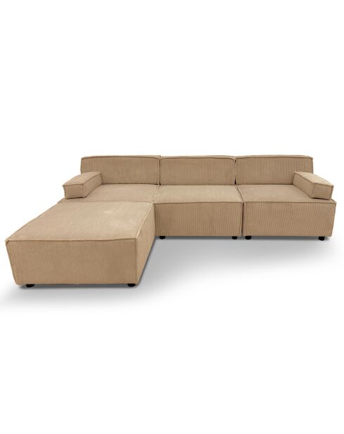 Modulaire corduroy bank Benoit beige - 258x172x68 cm