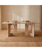 Roselia rechteckiger Esstisch mit beigefarbenem Travertin-Effekt - 180x90x76 cm