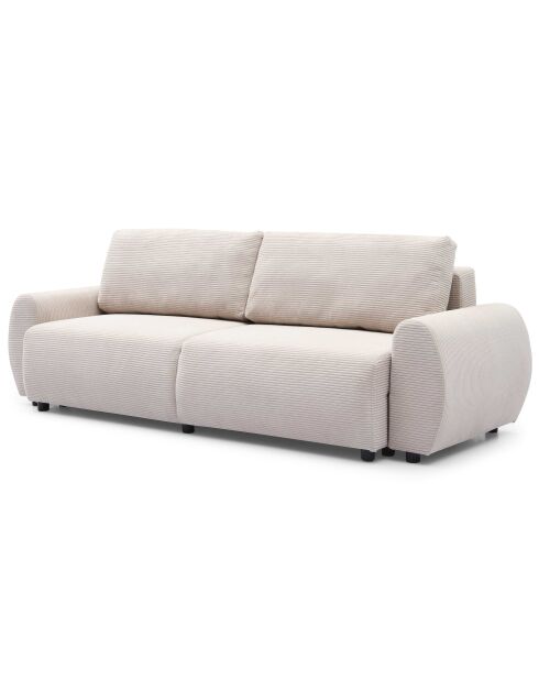 Beiges 3-Sitzer-Schlafsofa Traviata aus Kord - 251x90x86 cm