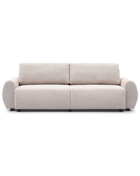 Beiges 3-Sitzer-Schlafsofa Traviata aus Kord - 251x90x86 cm