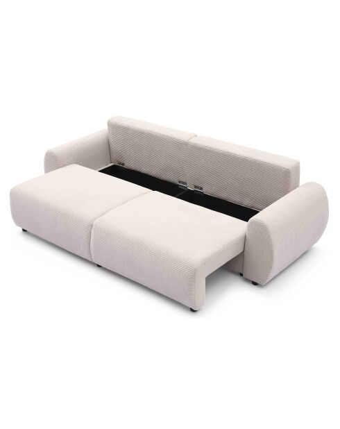 Beiges 3-Sitzer-Schlafsofa Traviata aus Kord - 251x90x86 cm