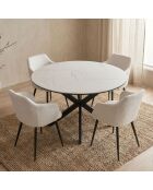 Tavolo allungabile Tyrese con gambe a stella e piano effetto marmo bianco - 120x120x75 cm