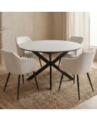 Tavolo allungabile Tyrese con gambe a stella e piano effetto marmo bianco - 120x120x75 cm