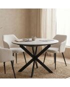 Tavolo allungabile Tyrese con gambe a stella e piano effetto marmo bianco - 120x120x75 cm