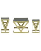 3 tavolini Amstra in vetro fumé e metallo dorato