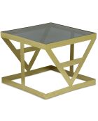 3 tavolini Amstra in vetro fumé e metallo dorato