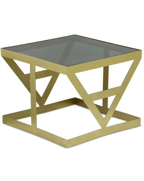 3 tavolini Amstra in vetro fumé e metallo dorato