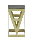 3 tavolini Amstra in vetro fumé e metallo dorato