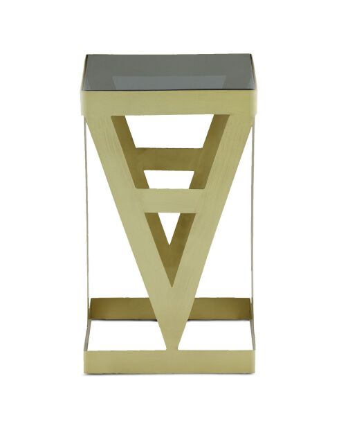 3 tavolini Amstra in vetro fumé e metallo dorato