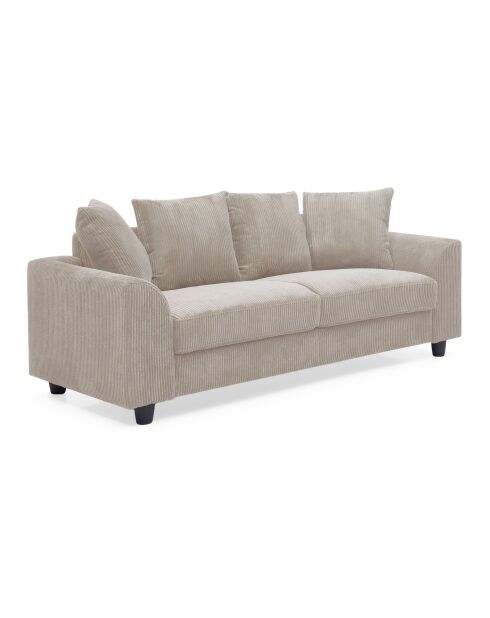 Modernes 3-Sitzer-Sofa aus beigem Mozart-Kord - 182x88x80 cm
