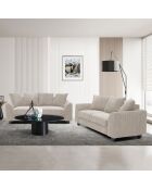 Modernes 3-Sitzer-Sofa aus beigem Mozart-Kord - 182x88x80 cm