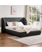 Letto a cassettiera completo con testiera modulare in tessuto grigio scuro cocoon - 276x219x110 cm