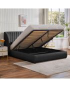 Letto a cassettiera completo con testiera modulare in tessuto grigio scuro cocoon - 276x219x110 cm