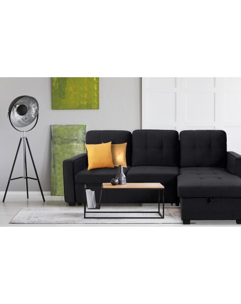 Divano angolare convertibile moderno in velluto delacroix nero - 230x159x94 cm