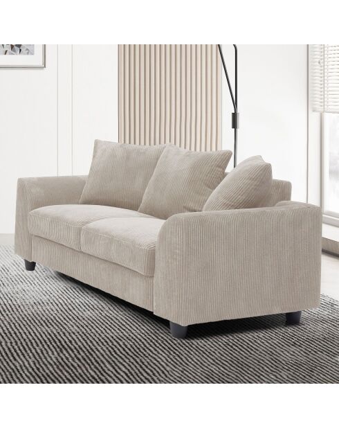 Modernes 2-Sitzer-Sofa aus beigem Mozart-Kord - 152x88x80 cm