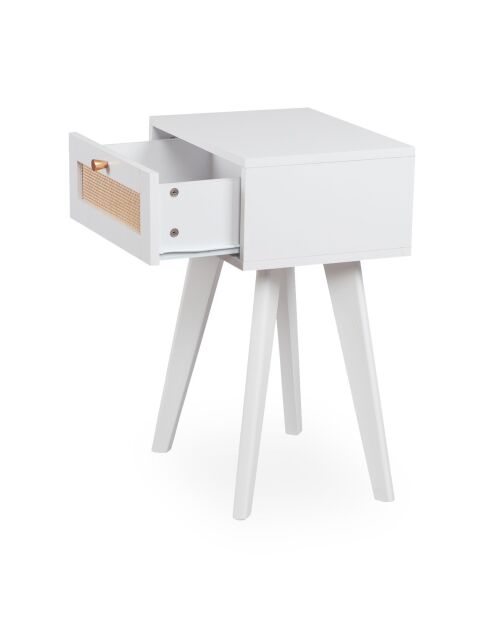 Table de chevet 1 tiroir avec cannage dalgora blanche - 40x30x60 cm