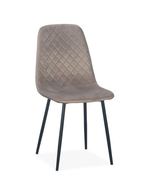 4 gesteppte Stühle Norway Velvet mit taupeschwarzen Beinen — 43x54x88 cm