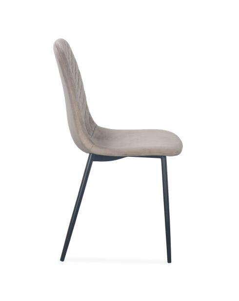 4 gesteppte Stühle Norway Velvet mit taupeschwarzen Beinen — 43x54x88 cm