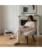 Moderne en comfortabele beige Patrick fluwelen fauteuil - 71x73x74 cm