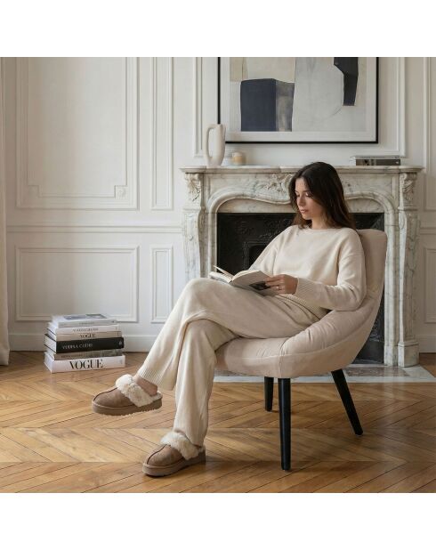 Moderner und bequemer beigefarbener Patrick-Sessel aus Samt - 71x73x74 cm