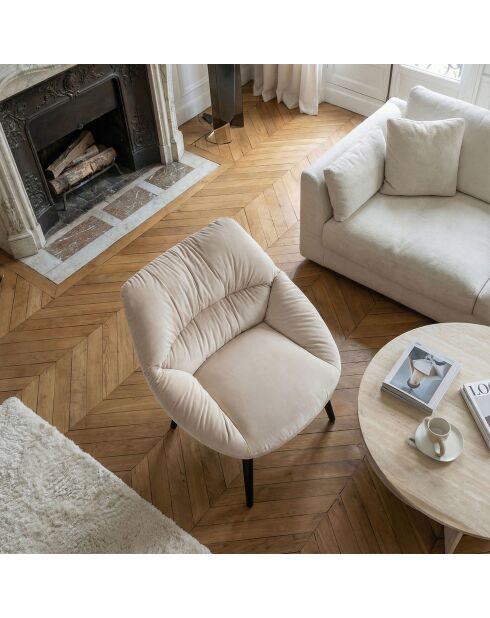 Moderner und bequemer beigefarbener Patrick-Sessel aus Samt - 71x73x74 cm