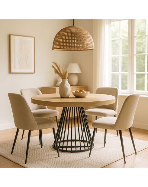 Tavolo rotondo allungabile grivery rovere chiaro gambe nere - 110x110-160-210-260x78cm