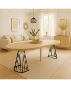 Tavolo rotondo allungabile grivery rovere chiaro gambe nere - 110x110-160-210-260x78cm