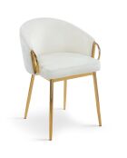 2 Patricia gesteppte Stühle aus goldfarbenem Metall und cremefarbenem Samt - 55x52x74 cm