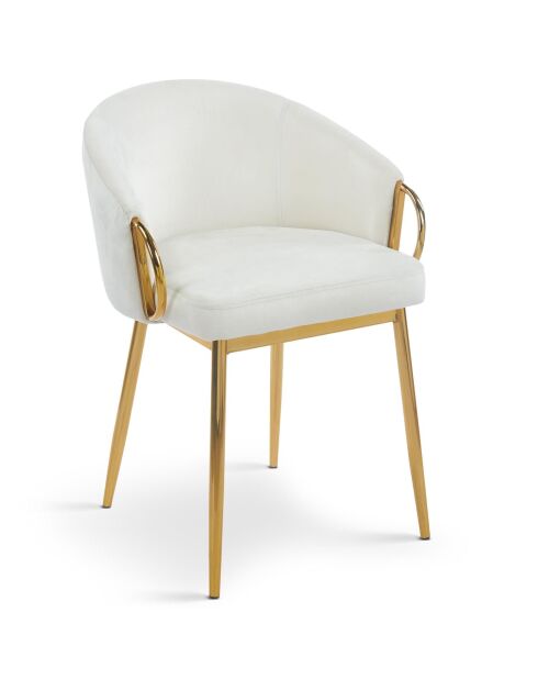 2 Patricia gewatteerde stoelen goudkleurig metaal en crèmekleurig fluweel - 55x52x74 cm