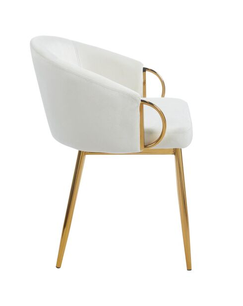 2 Patricia gewatteerde stoelen goudkleurig metaal en crèmekleurig fluweel - 55x52x74 cm
