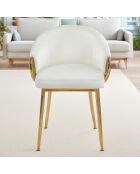 2 Patricia gesteppte Stühle aus goldfarbenem Metall und cremefarbenem Samt - 55x52x74 cm