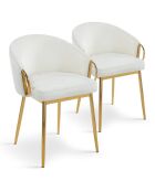 2 Patricia gesteppte Stühle aus goldfarbenem Metall und cremefarbenem Samt - 55x52x74 cm