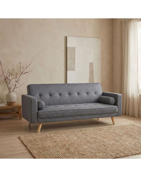 Skandinavisches Click-Clac Schlafsofa aus dunkelgrauem Slow-Stoff - 186x75x89 cm