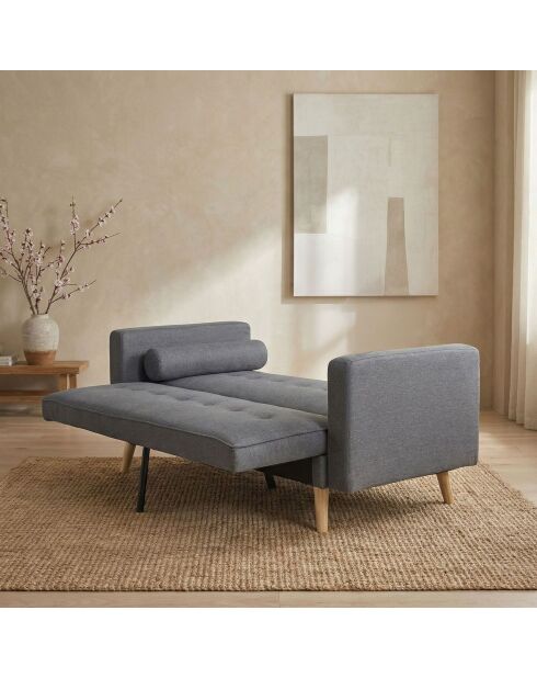 Skandinavisches Click-Clac Schlafsofa aus dunkelgrauem Slow-Stoff - 186x75x89 cm