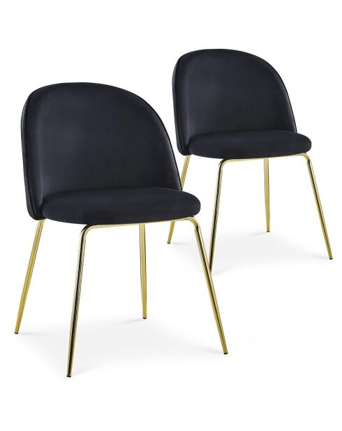 2 zwarte fluwelen spectra stoelen - 50,5x55,5x79 cm