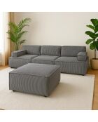 Modulaire bank Benoit grijs corduroy - 258x172x68 cm