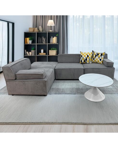 Sofá modular de pana gris Benoit - 258x172x68 cm