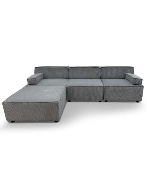 Sofá modular de pana gris Benoit - 258x172x68 cm
