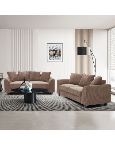 Eigentijdse bruine Mozart corduroy 3-zitsbank - 182x88x80 cm