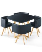 Set tavolo Oslo e 4 sedie scandinave nere - 90x90x75 cm