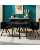 Set tavolo e 4 sedie Oslo effetto marmo e velluto nero - 90x90x75 cm