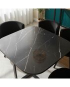 Set tavolo e 4 sedie Oslo effetto marmo e velluto nero - 90x90x75 cm