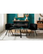 Set tavolo e 4 sedie Oslo effetto marmo e velluto nero - 90x90x75 cm