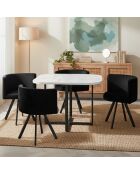 Oslo Set mit Tisch und 4 Stühlen mit weißem Marmoreffekt und schwarzem Samt — 90x90x75 cm