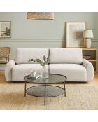 Beiges 3-Sitzer-Schlafsofa Traviata aus Samt, 251 x 90 x 86 cm